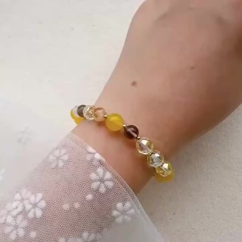 蜂蜜泡泡 / 瑪瑙手鍊 茶晶 黃瑪瑙 黃阿賽 水晶手鍊 - 手鍊/手環 - 半寶石 黃色