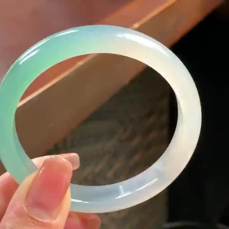 玉鐲A玉手鐲 玉鈪 • 天然漸變瑪瑙福鐲 - 手鍊/手環 - 玉石 綠色