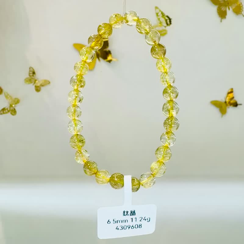 天然小珠黃金厚板鈦金鈦晶6.5mm11.24g旺事業避邪主招財陽氣旺 - 手鍊/手環 - 水晶 金色