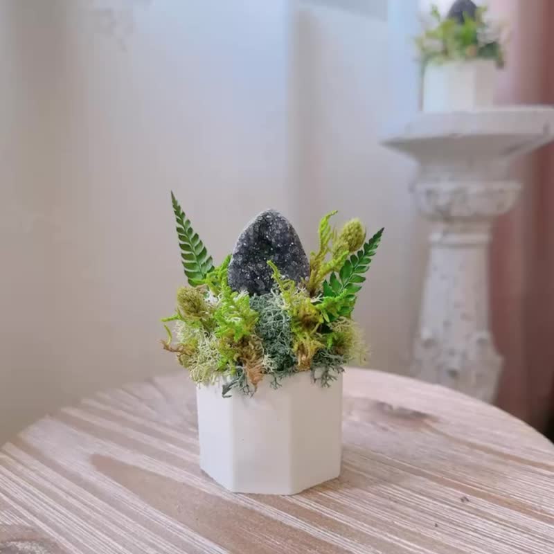 龍蛋水晶_水滴花園。辦公室療癒小物_永生綠植栽 - 盆栽/植栽 - 水晶 紫色