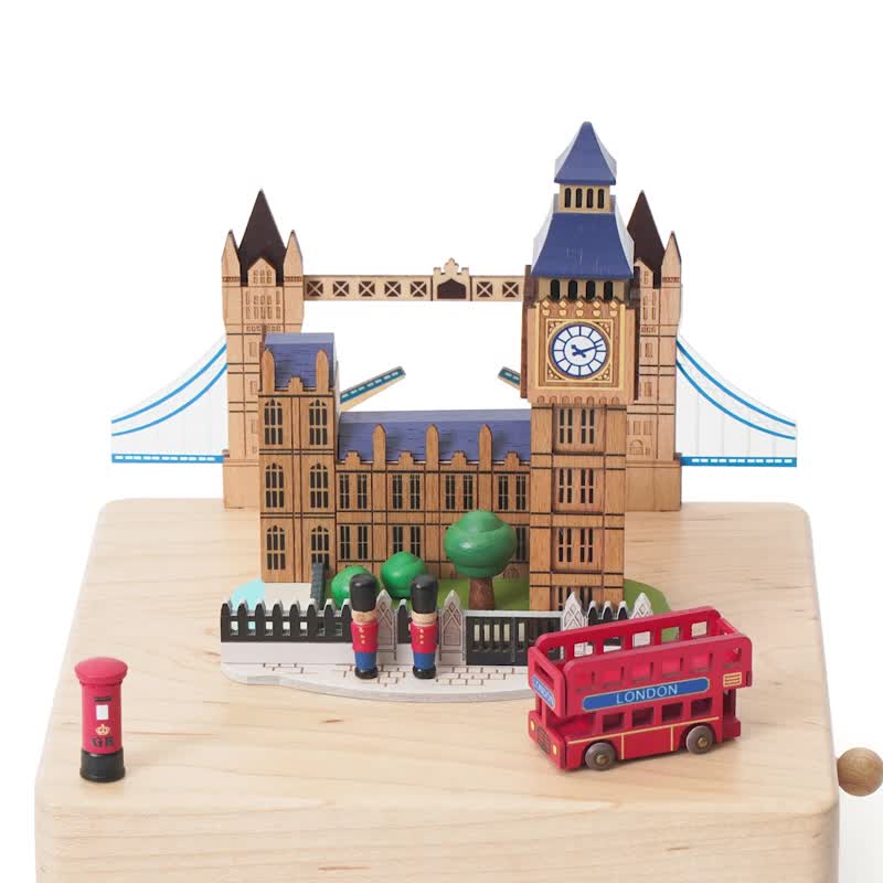 【London】City Wooden Music Box / United Kingdom / Big Ben / Double-decker Bus - ของวางตกแต่ง - ไม้ หลากหลายสี