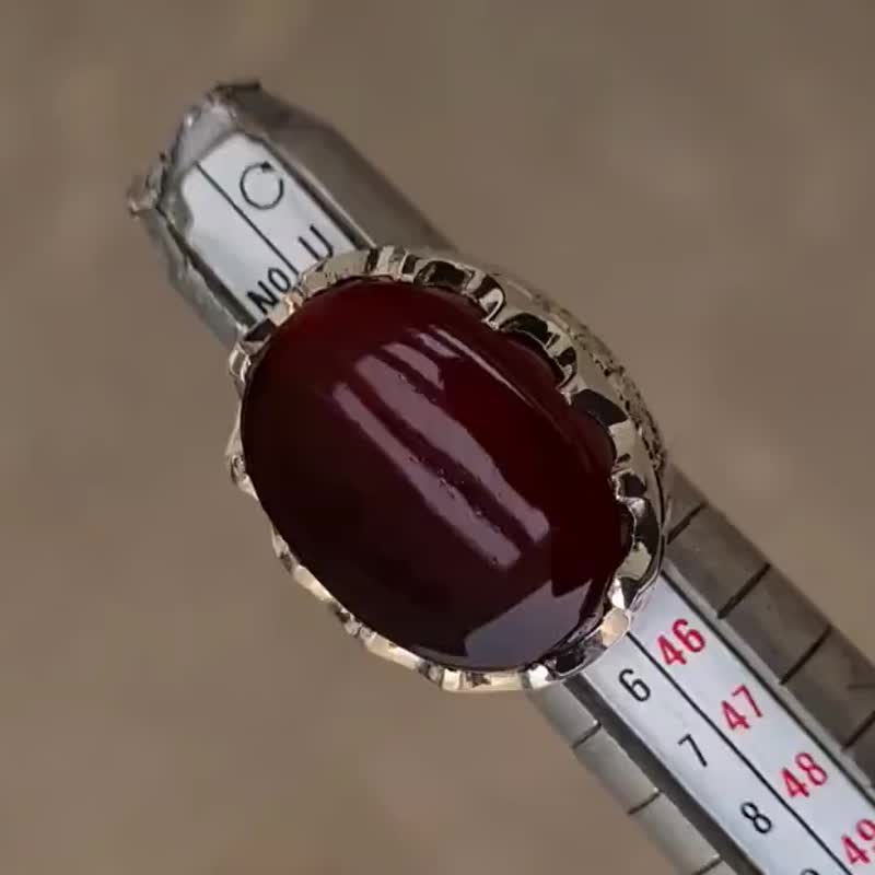 Yemeni Aqeeq ring yaman agate yamani akik hakik aqiq bague handmade jewelry - 戒指 - 寶石 紅色