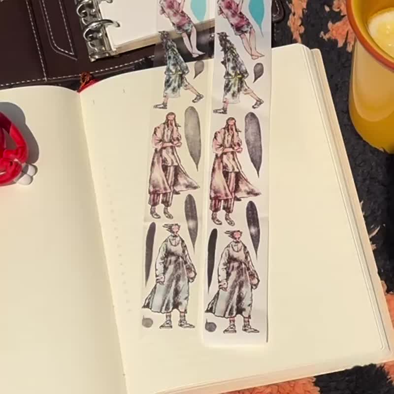 漫然書   原創人物膠帶手帳和紙/PET十米卷 - 紙膠帶/和紙/PET - 紙 多色