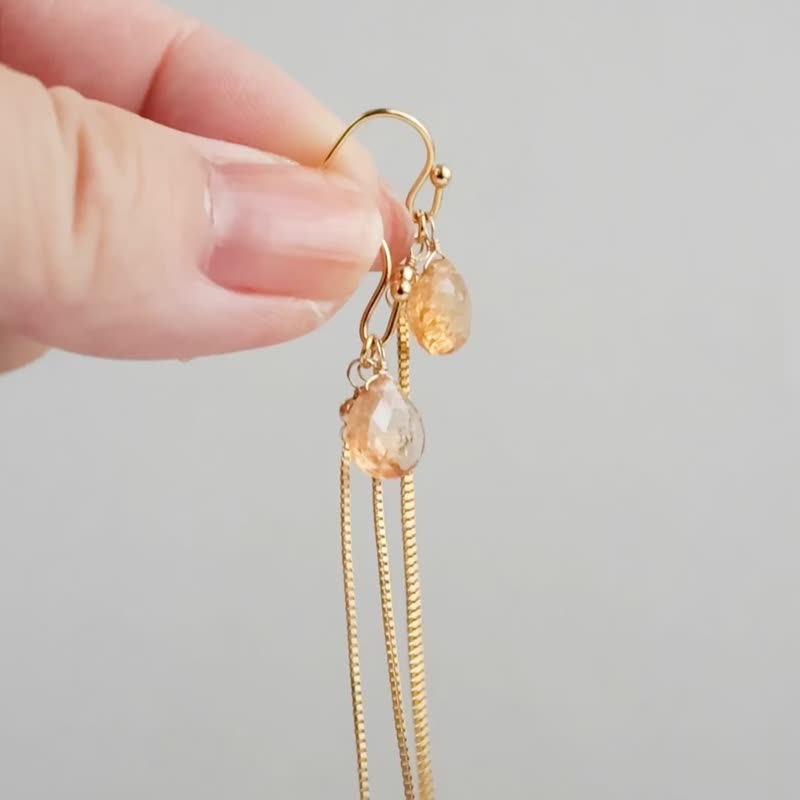 Imperial Topaz Pierced Clip-On Pierced Earring Charms - ต่างหู - หิน สีส้ม