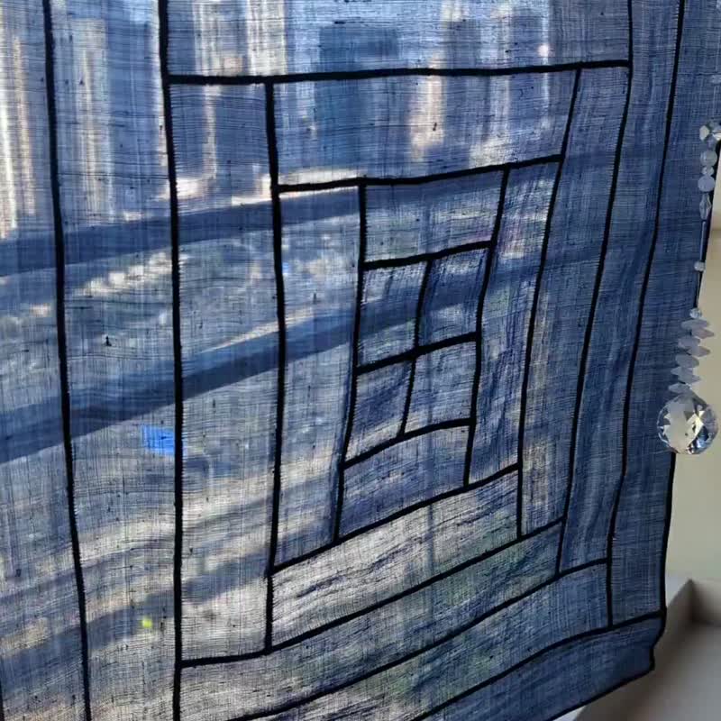 Linen Tapestry UZUMAKI Indigo - Doorway Curtains & Door Signs - Cotton & Hemp Blue