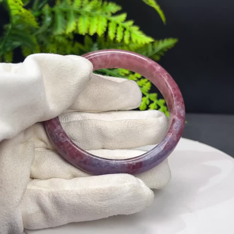 高品質 粉色碧璽手鐲 60MM 玉化閃片飄紫電氣石手環 辟邪富貴幸運 - 手鍊/手環 - 水晶 
