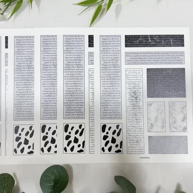 Sensiary-Monotone square label paper 5PCS - 貼紙 - 紙 