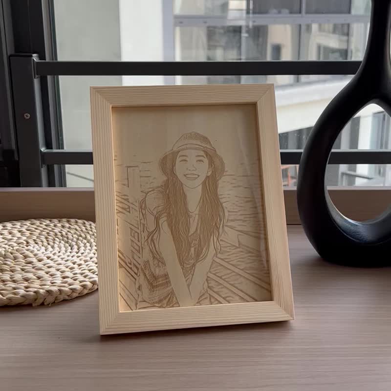 定做照片, 客制照片木板畫, 木刻畫, 個性禮物 - 似顏繪/客製畫 - 木頭 