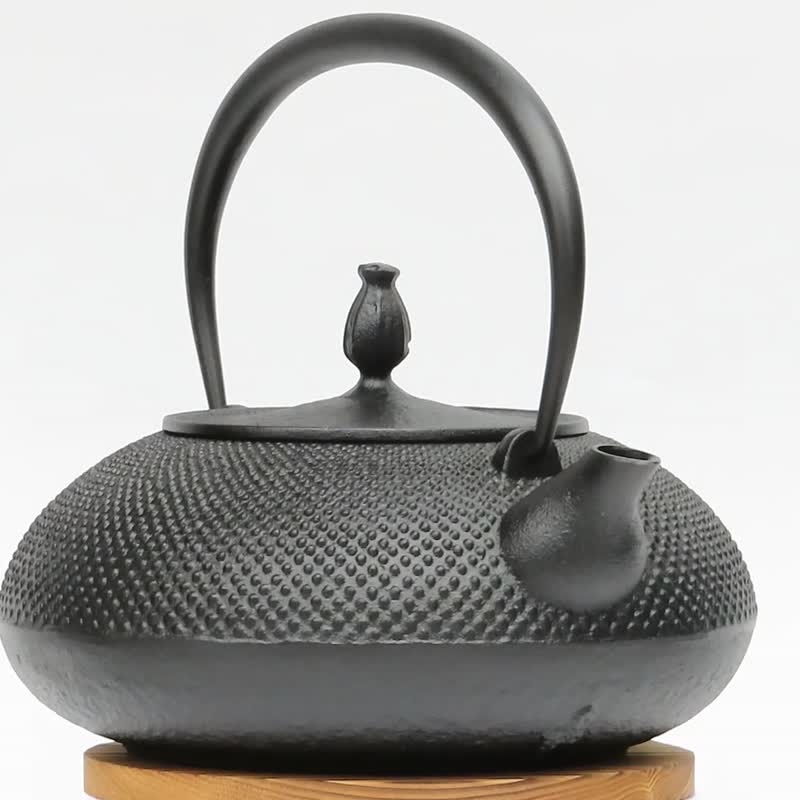 Nanbu tekki tetsubin japanese cast iron kettle flat and round arare 1.2L - Teapots & Teacups - Other Metals Black