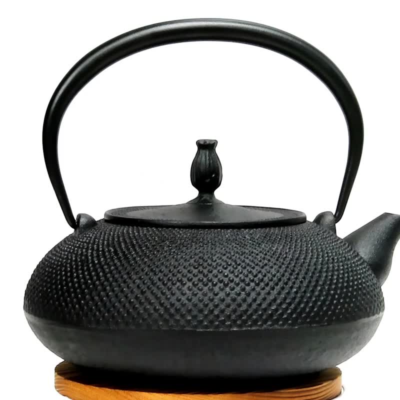 Nanbu tekki tetsubin japanese cast iron kettle flat and round arare 1.2L - ถ้วย - โลหะ สีดำ