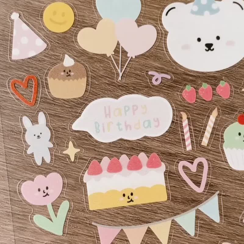 _smallthings 透明生日貼紙 - 貼紙 - 防水材質 多色