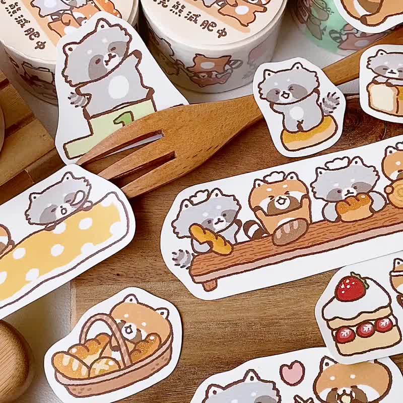 Raccoon Fruit House/Raccoon Losing Weight/Sticker Pack/Handbook Stickers/3 types in total - Stickers - Paper Multicolor