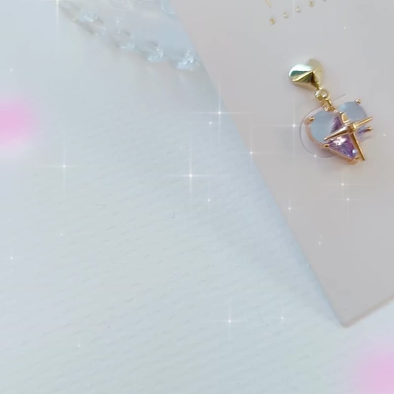 1KM Xin Xin Nian Nian·Two-color Stone love earrings-3 colors - Earrings & Clip-ons - Other Materials 