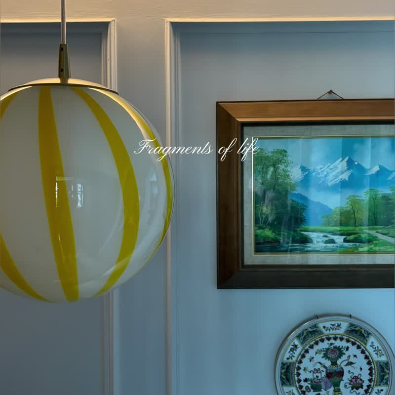 Hand Blown Glass Globe Pendant Lights D25cm(9.8inch), Glass Globe Ceiling Light - โคมไฟ - แก้ว สีเหลือง