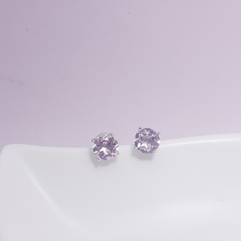 Natural Aquamarine Silver Simple Earrings - ต่างหู - ไข่มุก สีใส