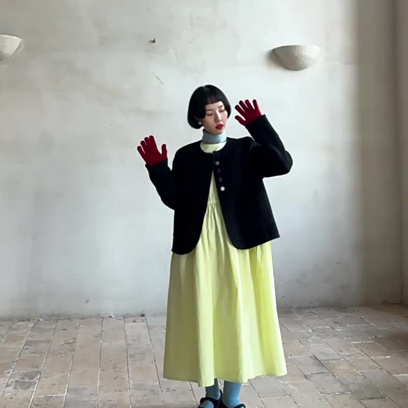 古典灰 70%羊毛外套 冬季圓領時尚百搭短款上衣 - 女大衣/外套 - 羊毛 灰色