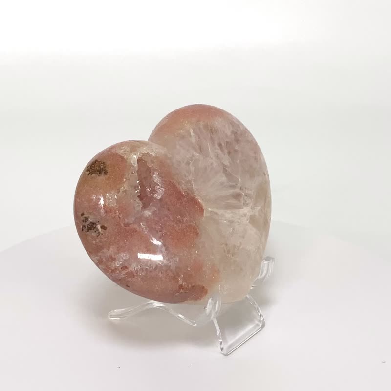 Morandi Color Agate Crystal Heart 430337 - Items for Display - Crystal Pink