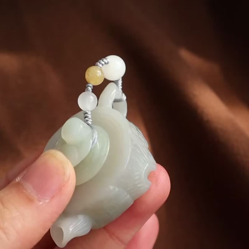 天然和田玉把把壺手把件 立體精雕 內部掏空茶壺茶寵茶具麻將必備 - 擺飾/家飾品 - 玉石 