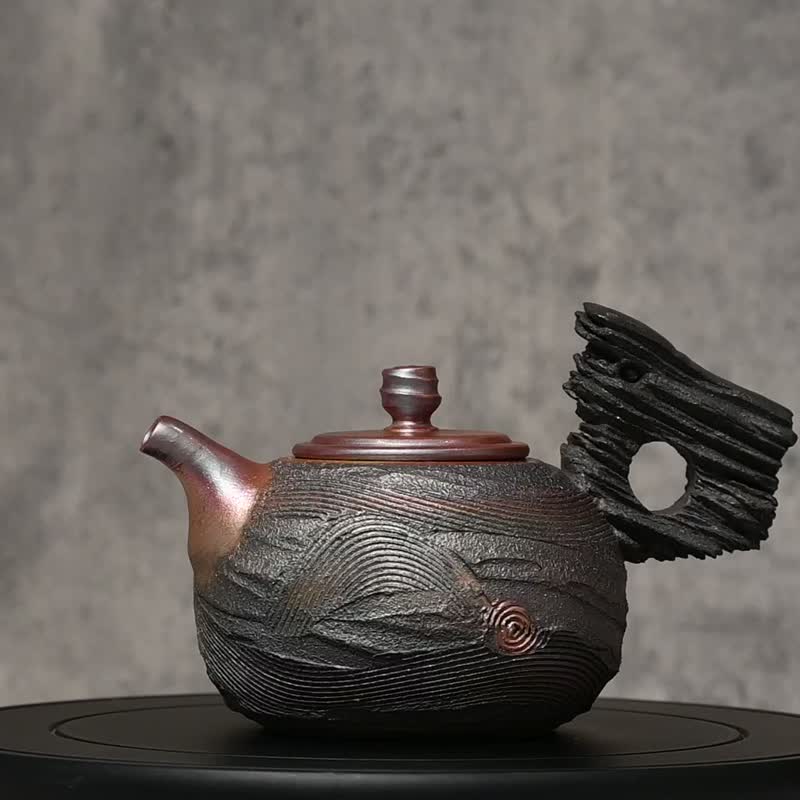 仿生片岩正把茶壺 特色茶壺 茶壺 柴燒壺【臻麟陶藝】 - 茶壺/茶杯/茶具 - 陶 
