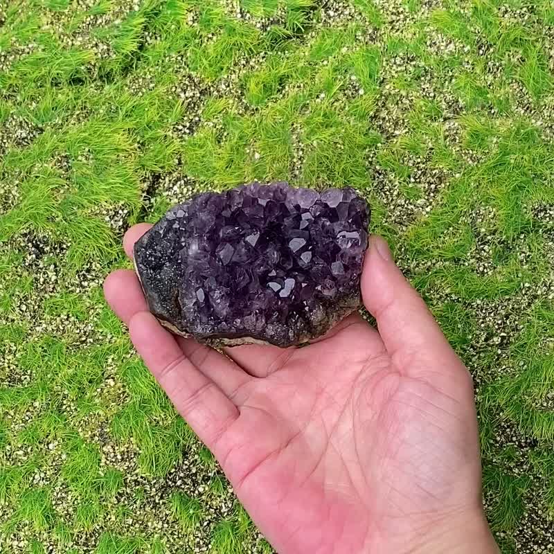 Lucky and prosperous - natural raw leather ore amethyst cluster amethyst degaussing purification fast shipping - ของวางตกแต่ง - คริสตัล สีม่วง