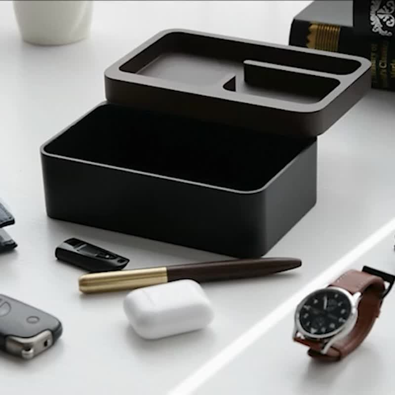 Revov Magnetic Rotating Tray Box /Gift Edition - กล่องเก็บของ - ไม้ สีดำ