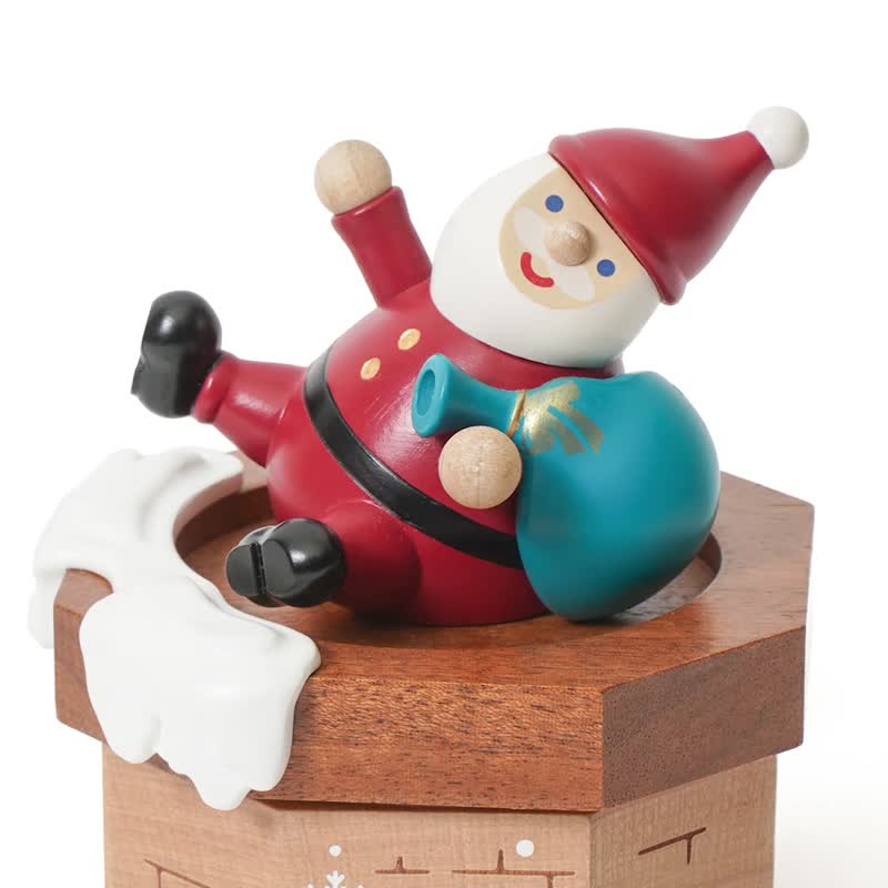 【Santa Chimney】Rotating Head music box | Wooderful life - ของวางตกแต่ง - ไม้ หลากหลายสี