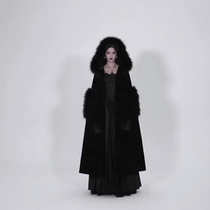 黑森林女巫古典長斗篷 - 女大衣/外套 - 其他材質 黑色