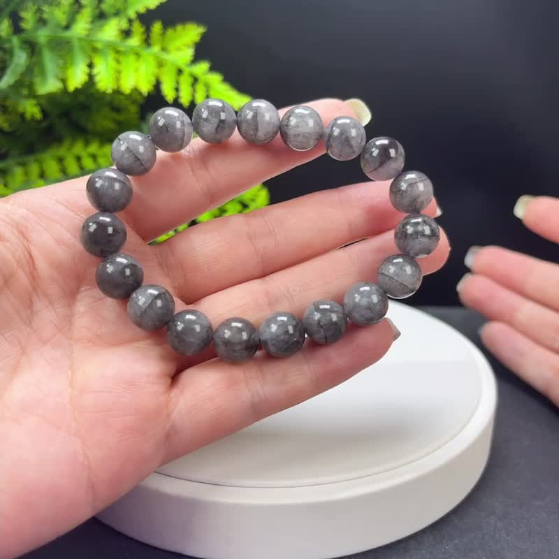 極光23水晶手串 世上最古老 黑色聚寶盆 10.5mm 能量單圈水晶手鏈 - 手鍊/手環 - 水晶 黑色
