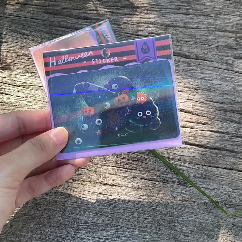 Laser waterproof card sticker-Halloween - Stickers - Plastic Pink