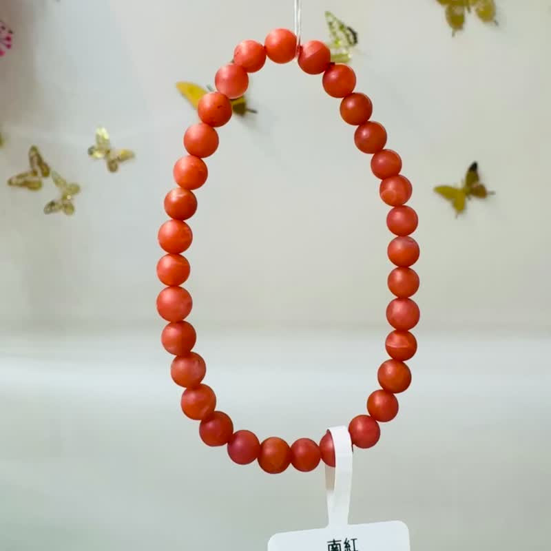 保山柿子紅色南紅磨砂款5.5mm去熱散寒氣血循環補血養顏正向能量 - 手鍊/手環 - 水晶 紅色