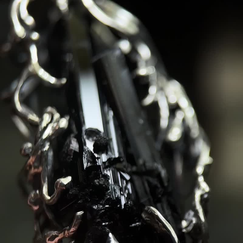Natural Ore/Black Tourmaline Raw Ore/Pakistan/Black Tourmaline Necklace - Necklaces - Crystal Black