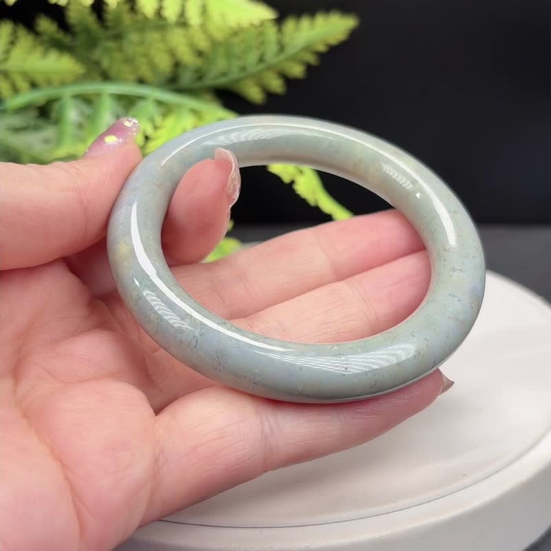 藍綠珊瑚玉手镯 52MM 高瓷玉化圓條 小雛菊花 招財納運 魅力信心 - 手鍊/手環 - 玉石 