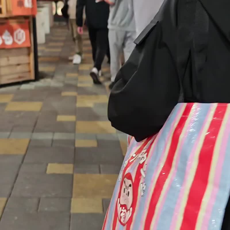 隆探吉/福神雙織帶粉色購物袋 - 手提包/手提袋 - 其他材質 
