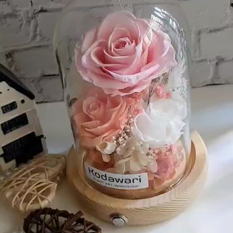 永生花玻璃罩.花盅小夜燈 祝賀花禮 生日.情人節.母親節.畢業 - 乾燥花/永生花 - 植物．花 