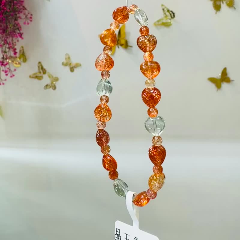 收藏小精品愛心阿魯沙8.5mm8.4g水晶金太陽綠柱石化太歲正面能量 - 手鍊/手環 - 水晶 
