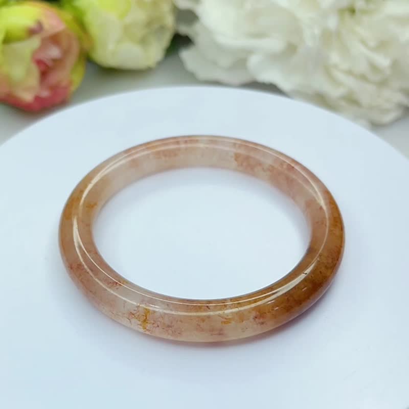 NO.72高冰老礦料草莓醬佘太翠玉圓鐲 55MM 圈口 手環 手鐲 圓條 - 手鍊/手環 - 玉石 多色