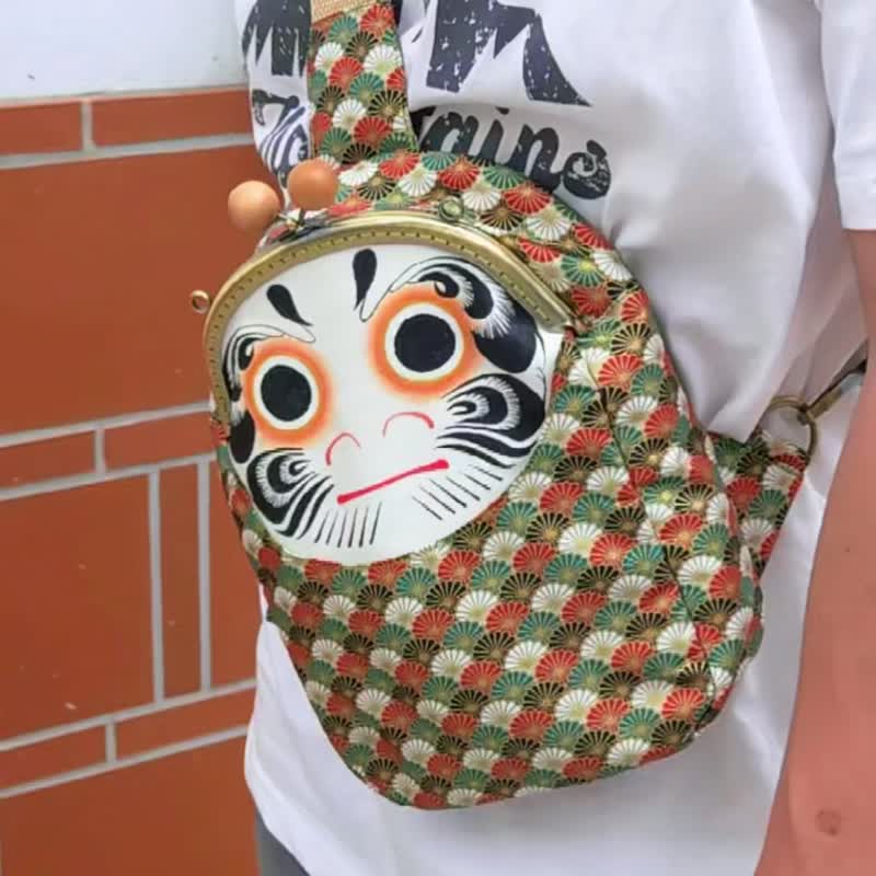 Japanese Daruma Shoulder Bag | colorful | Clasp Closure - Bold & Expressive - Messenger Bags & Sling Bags - Cotton & Hemp Multicolor
