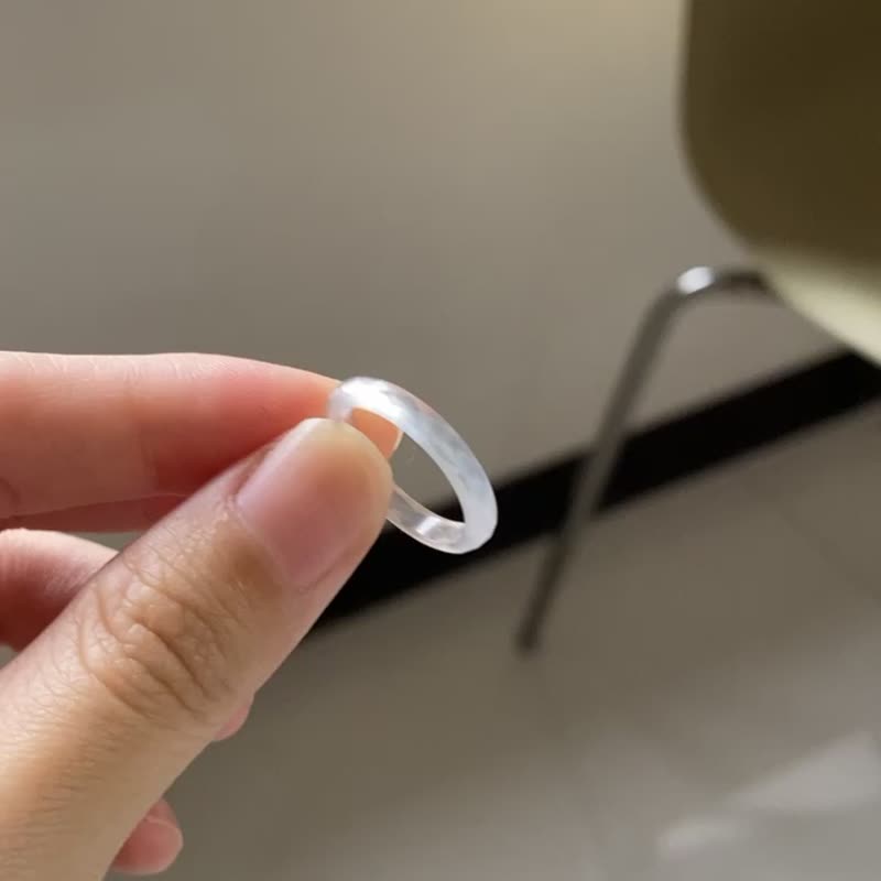 白玉髄切角細圈戒指 - 戒指 - 玉石 透明