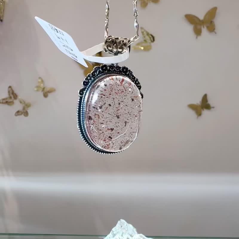 小精品滿版彼岸花星光閃正紅花瓣蛋面15.5g三輪骨幹水晶多功能場 - 項鍊 - 水晶 多色