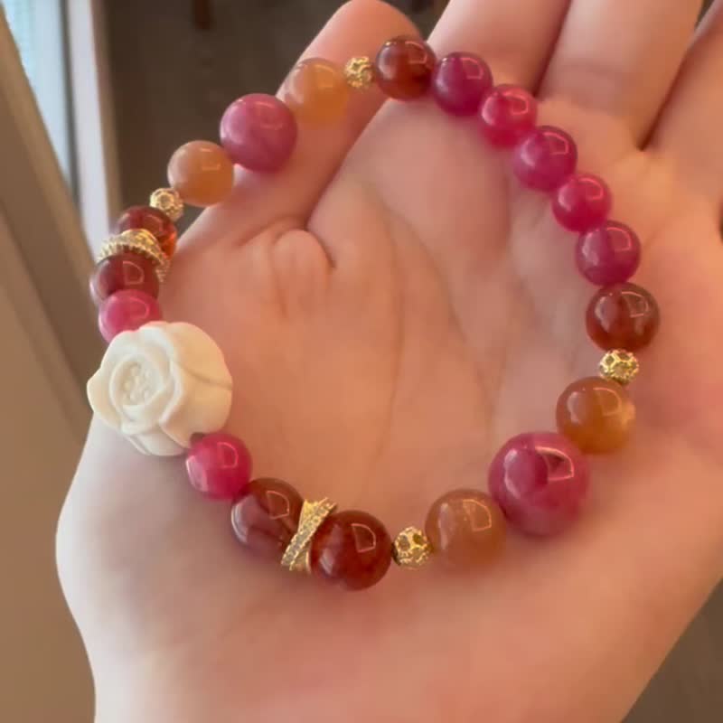 Customization | Dry rose garden | Gum flower, rose glow, orange moonlight, Alxa - Bracelets - Crystal Orange