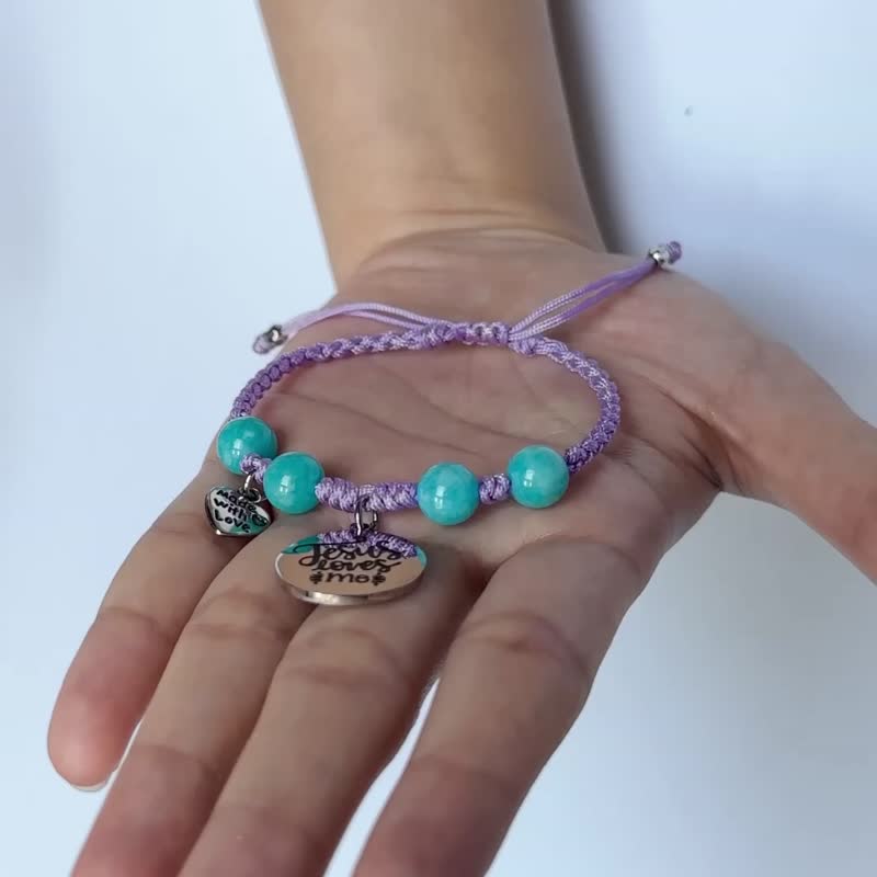 light purple bracelets, 8mm tianhe, 8mm white turquoise, hand-knitted bracelet - Bracelets - Other Materials 