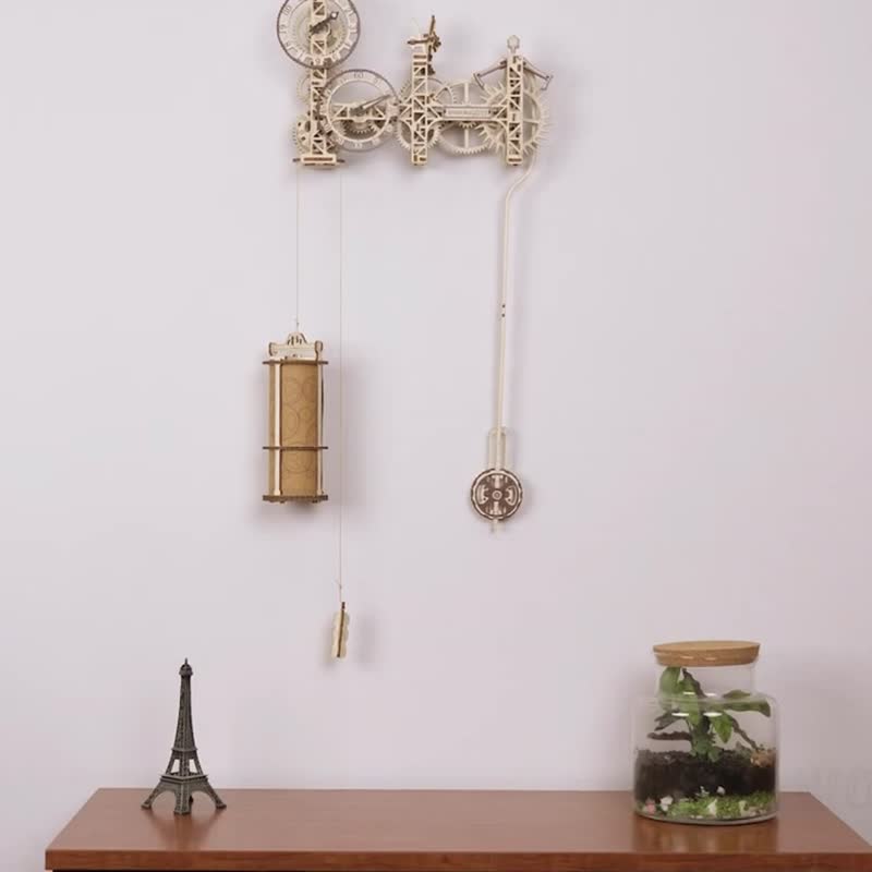 偷偷為男友準備的手工禮物WOODEN CITY Steampunk Wall Clock掛鐘 - 木工/竹藝/紙雕 - 木頭 卡其色