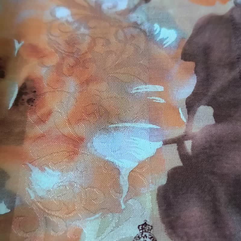 Royal Worcester Vintage Silk Scarf Floral Roses 24.5 x 23 inches - 手帕 - 棉．麻 橘色