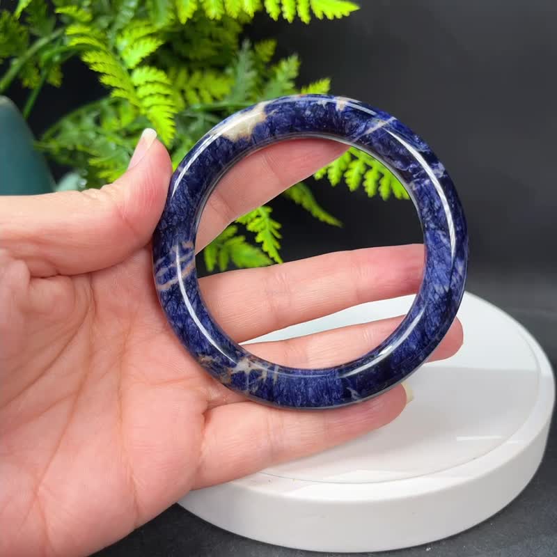 Natural Blue-vein Stone Bangle 59MM - สร้อยข้อมือ - เครื่องประดับพลอย สีน้ำเงิน