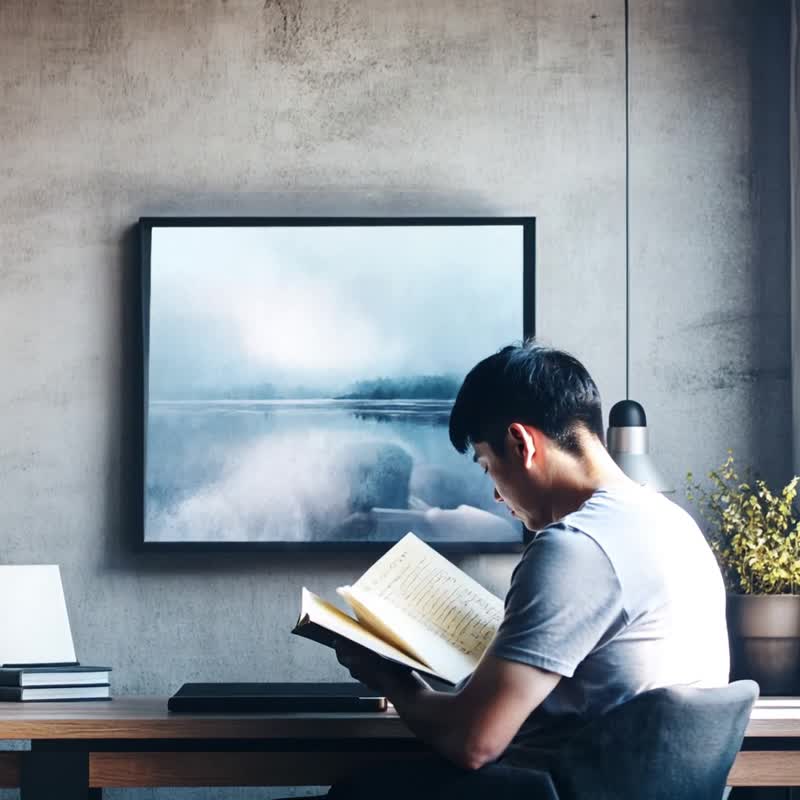 靜湖 水色留白意境微噴 山野靜謐氛圍書房客廳臥室居家療癒裝飾畫 - 海報/掛畫/掛布 - 棉．麻 