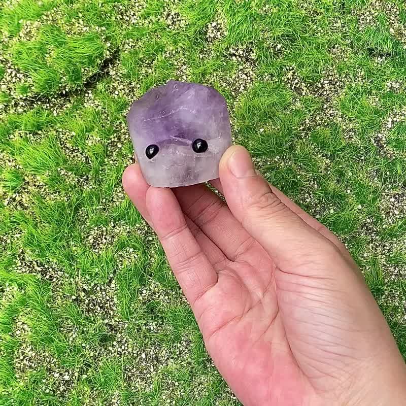 能量礦石擺件-天然原石冰透紫水晶療癒精靈  能量擺件 - 擺飾/家飾品 - 水晶 紫色
