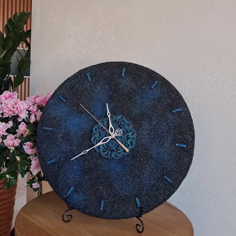 Dark blue stone wall clock Crystal modern wall clock Silent Clock