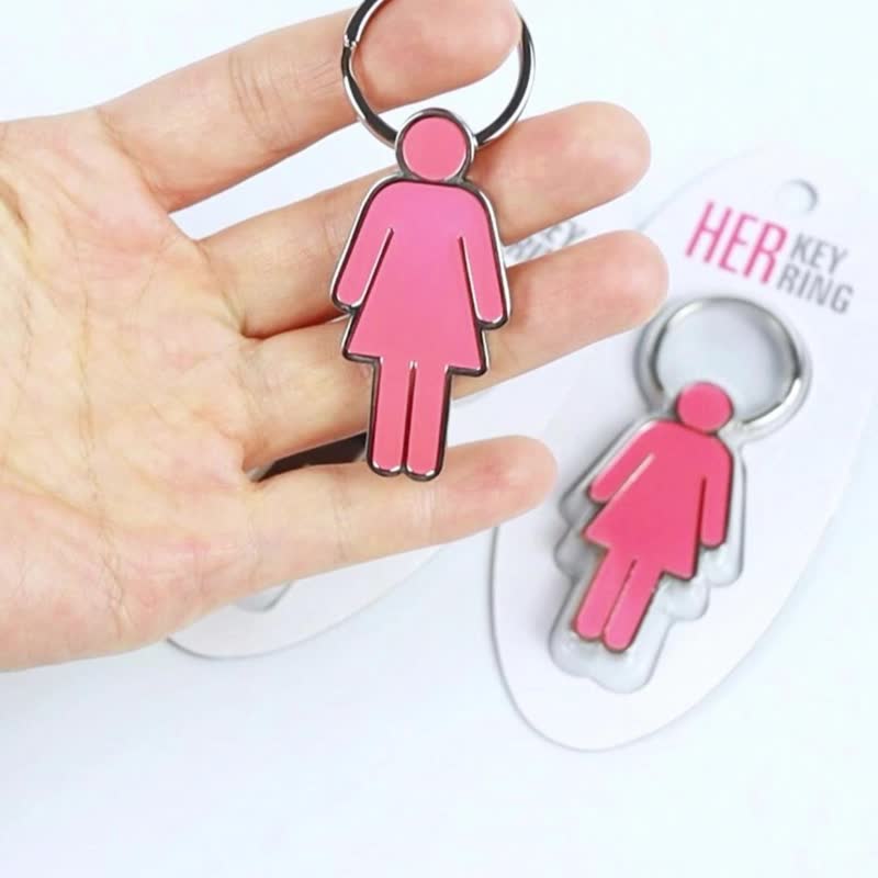 彼と彼女のキーホルダー英国 IF 文化的創造的な英福オリジナルの創造的な金属の少年と少女のギフトカップル車のキーペンダント - キーホルダー・キーケース - 金属 ピンク