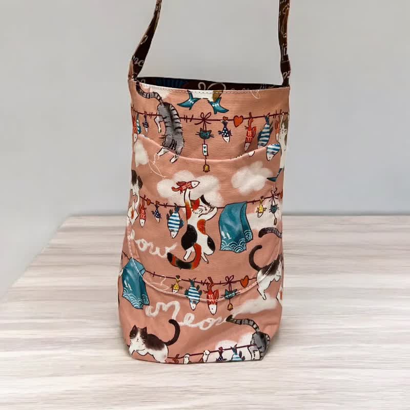 I love cats-Cat double-sided storage drink bag - ถุงใส่กระติกนำ้ - วัสดุอื่นๆ 