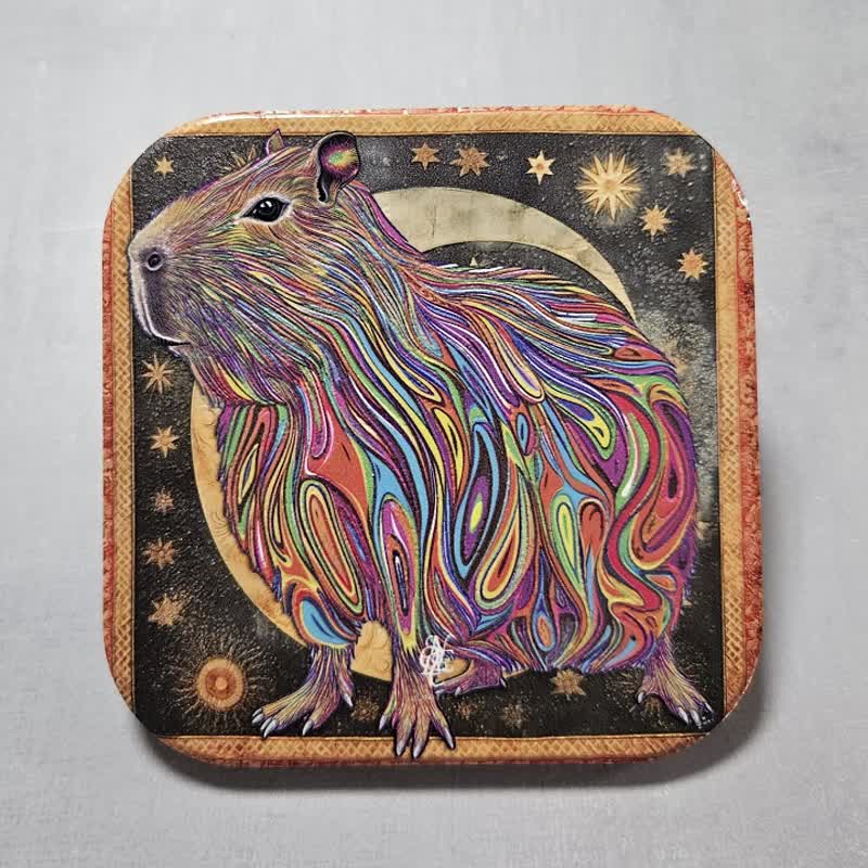 Capybara - Ceramic Coaster - Coasters - Pottery Black